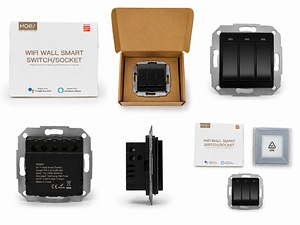 MOES WiFi nutilüliti, 3-klahviline (must) – Tuya / Smart Lif (1 foto / 2)