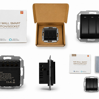 MOES WiFi nutilüliti, 3-klahviline (must) – Tuya / Smart Lif