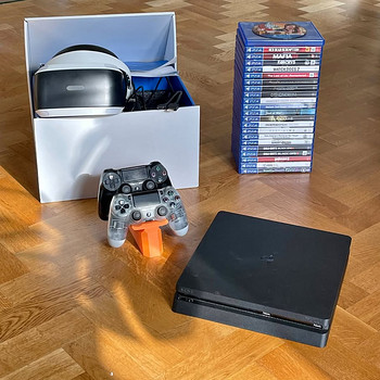 PlayStation 4 Slim 1TB + 2 kontrollerit + PS VR + 22 mängu