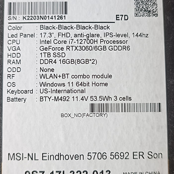 MSI katana gf 76