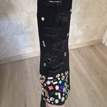 Чёрные женские штаны стразы XL skinny одежда джинсы