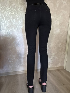 Чёрные женские штаны стразы XL skinny одежда джинсы (3 фото из 5)