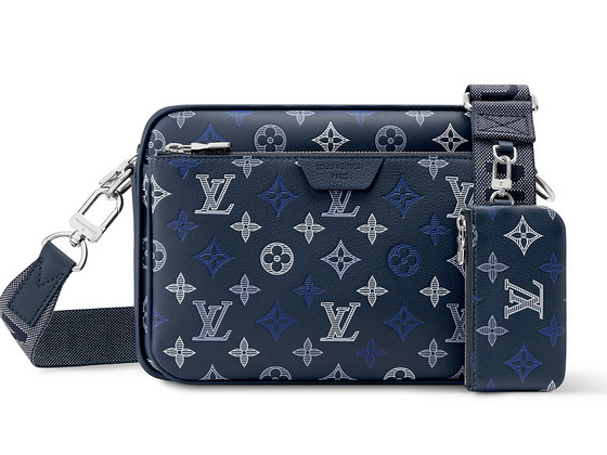 Louis Vuitton Trio Messenger Monogram Shadow , Navy Blue