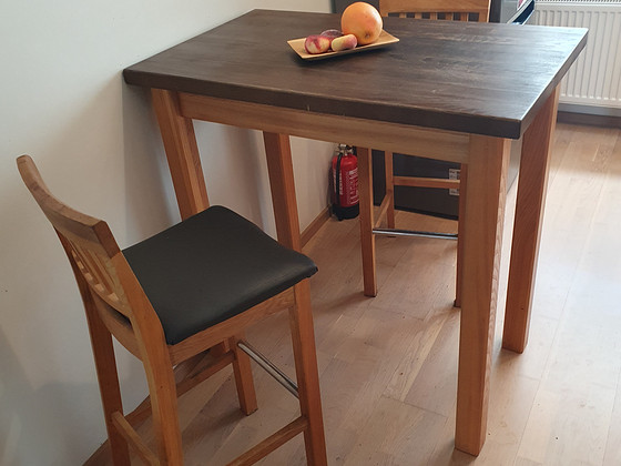 Täis tammepuidust baarilaud + 2 baaritooli