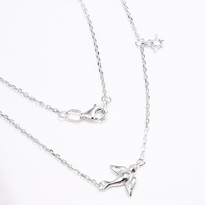 Серебряное колье 925 пробы с ласточкой и фианитом, 55 см (4 фото из 9)