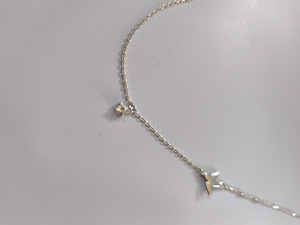 Серебряное колье 925 пробы с ласточкой и фианитом, 55 см (6 фото из 9)