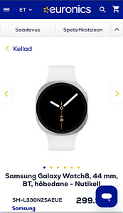 Samsung Galaxy Watch 8, 44 mm, BT, hõbedane - Nutikell (5 foto / 10)