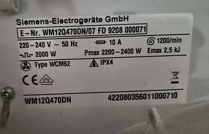 Pesumasin Siemens WM120470DN/07 7kg 1200p/min (2 foto / 5)
