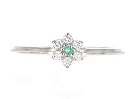 Ring - 18 kt. White gold Emerald - Diamond