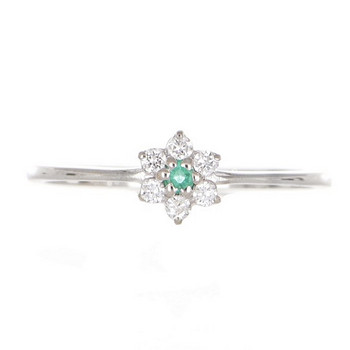 Ring - 18 kt. White gold Emerald - Diamond