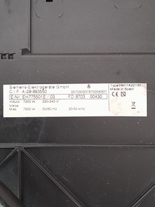 Induktsioonpliit Siemens 57,5 - 50,5 (3 foto / 4)