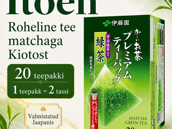 Itoen Oi Ocha Premium - зелёный чай с уджи-матча, 20 пакетов