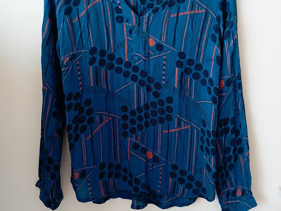 Синяя блузка из вискозы с узором Kaffe, S / M (36)