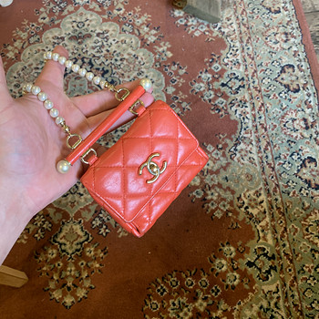 Chanel Mini Clutch with Pearl Chain - Red Quilted Lambskin -