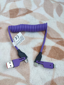 DINIJIE спиральный кабель 4-в-1 – USB-C/Type-C (1 фото из 5)