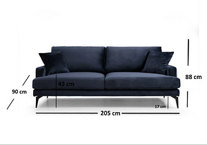 Diivan Hanah Home Papira, tumesinine, 205 x 90 cm x 88 cm (3 foto / 3)