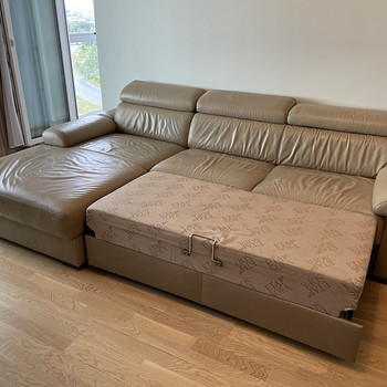 Кожаный угловой диван 265x95