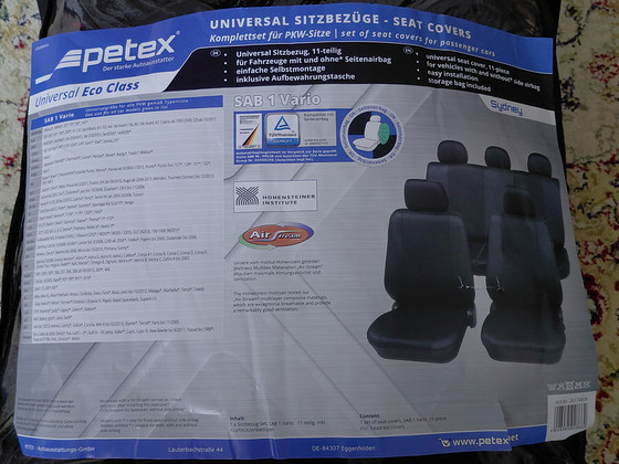 Новые универсальные чехлы для автомобильных сидений Petex (Германия)