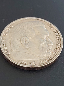 Hõbemünt 5 Reichsmark 1935 (Paul von Hindenburg) (1 foto / 4)