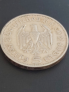 Hõbemünt 5 Reichsmark 1935 (Paul von Hindenburg) (4 foto / 4)