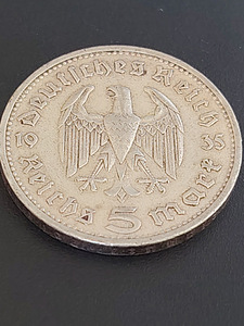 Серебряная монета 5 рейхсмарок 1935 года (Германия, Берлин " (4 фото из 4)