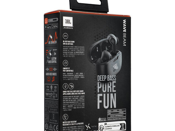 Беспроводные наушники JBL IP54 IPX2 Wave Beam черные
