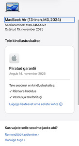 Apple Macbook Air 13 M3 24/512GB Space Gray ENG, nagu uus! (9 foto / 9)