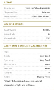 Looduslik teemant D VS2 1.03ct. (2 foto / 2)