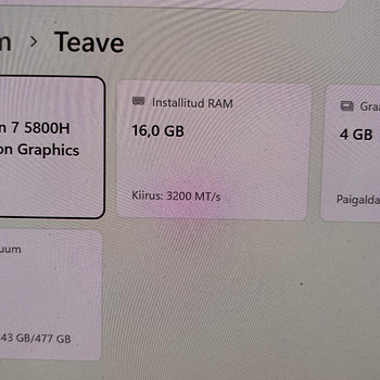 ASUS Vivobook 14" OLED ekraan, 4gb graafika