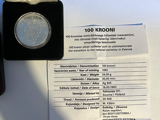 Серебряная монета 100 крон 1992 — Денежная реформа, три ласточки