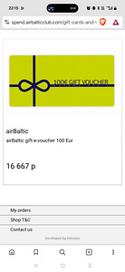 Подарочная карта Airbaltic на 100eur (1 фото из 1)