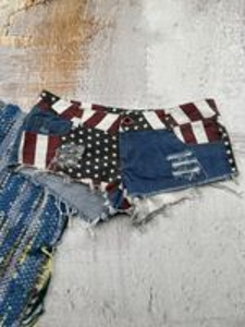 Japanese Brand Original Vintage Mini Shorts US Flag Print (1 foto / 6)