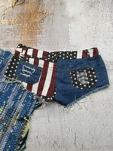 Japanese Brand Original Vintage Mini Shorts US Flag Print (4 foto / 6)