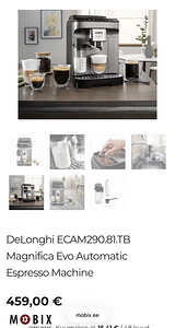 Automaatne kohvimasin Delonghi Magnifica Evo ECAM290 (5 foto / 5)