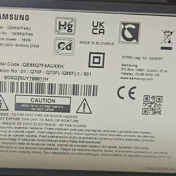 Samsung QE85Q7FAAU 85″ 4K UHD QLED телевизор, чёрный