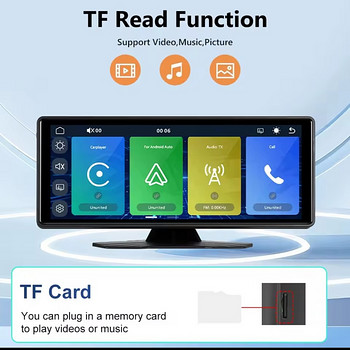 Podofo 10.26" Portable Car Stereo – Wireless CarPlay & Andro