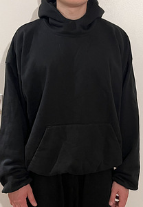 Черное oversized худи с капюшоном в стиле Yeezy, double layered (1 фото из 9)