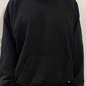 Черное oversized худи с капюшоном в стиле Yeezy, double layered