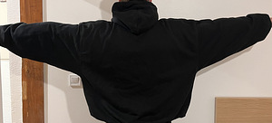 Черное oversized худи с капюшоном в стиле Yeezy, double layered (3 фото из 9)