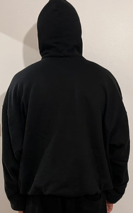 Черное oversized худи с капюшоном в стиле Yeezy, double layered (4 фото из 9)