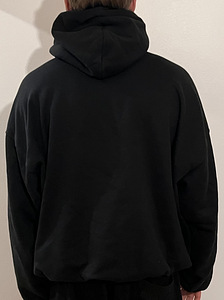 Черное oversized худи с капюшоном в стиле Yeezy, double layered (5 фото из 9)