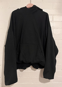Черное oversized худи с капюшоном в стиле Yeezy, double layered (7 фото из 9)