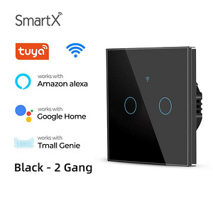 Умный WiFi выключатель света 2-клавишный (2 Gang) – Tuya Smart (1 фото из 2)