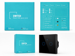 Умный WiFi выключатель света 2-клавишный (2 Gang) – Tuya Smart (2 фото из 2)