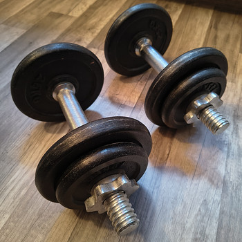 2 x 10kg регулируемые чугунные гантели
