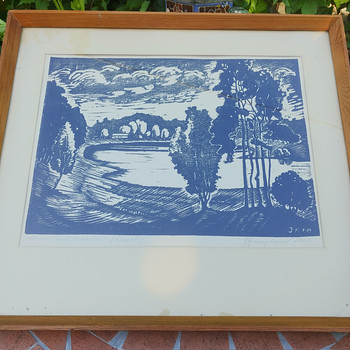 Juhan Kangilaski "Lõuna -Eesti maastik" linool 1966a.