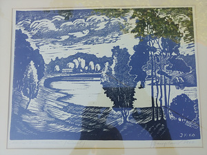 Juhan Kangilaski "Lõuna -Eesti maastik" linool 1966a. (2 foto / 4)