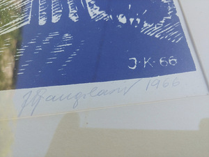 Juhan Kangilaski "Lõuna -Eesti maastik" linool 1966a. (4 foto / 4)