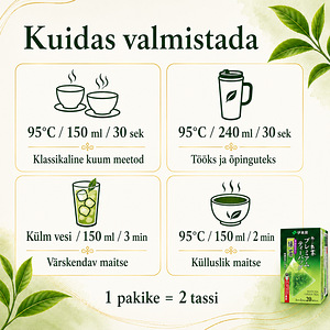 Itoen Oi Ocha Premium – roheline tee Uji matcha'ga, 20 teepa (3 foto / 10)