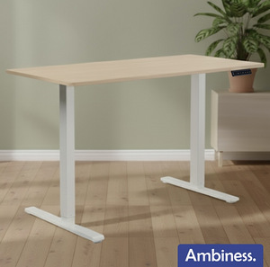 Новый! Электрический стол 120/135×60 см | Белый/Дуб (2 фото из 9)